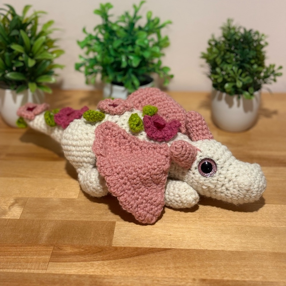 Handmade Crochet Cherry Blossom Dragon Amigurumi Plush